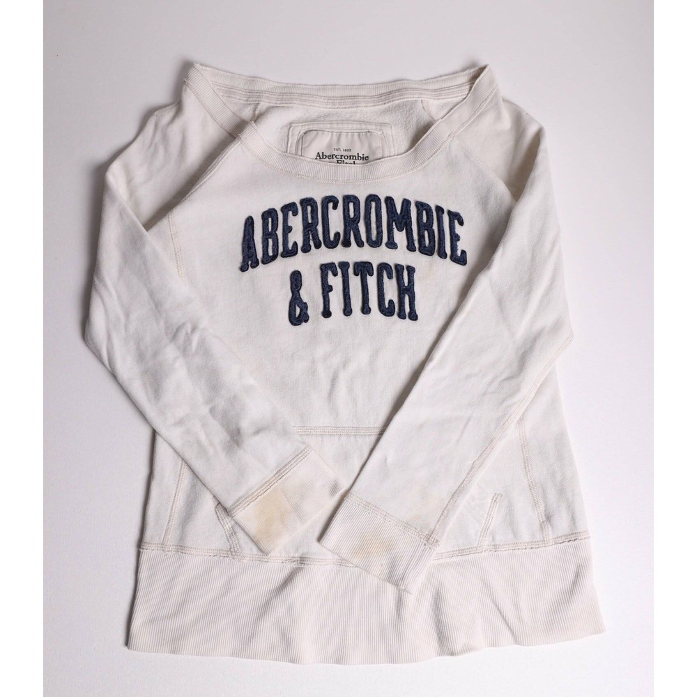 Abercrombie & Fitch Womens Cream Chenille Logo Raglan Sweatshirt Large